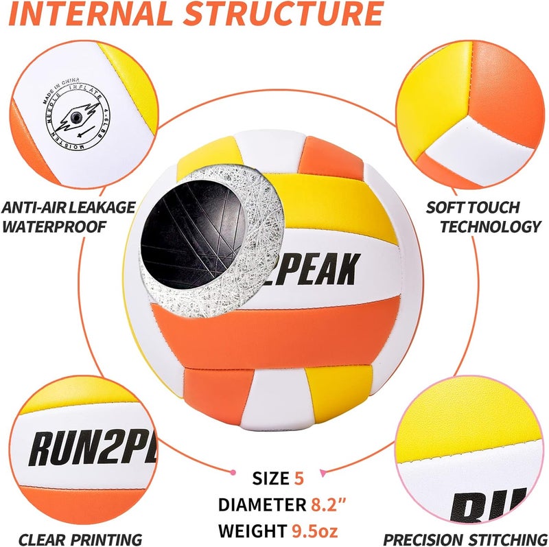 RUN2PEAK Soft Touch Volleyball Ball Gifts for Teen Girls Kids Youth Team Beginners Durable Volleyballs for Outdoor Indoor Beach Pool Water Play Official Size 5 Training Practice Volley Ball - Image 5